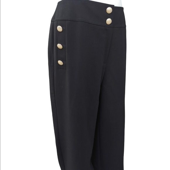 Chico's Pants - Chico's Nautical Black Dress Cropped Pants with Button Detail size 2.5 (14) NWT